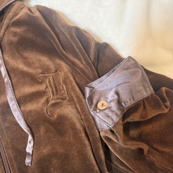 BCBGMAXAZRIA Brown Velour Hoodie Jacket Velour Hoodie Jacket Size XL - Picture 3 of 8